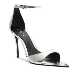 Schutz Pamela Heels silver Claro shoes stilettos party Revolve NEW Sz 5.5